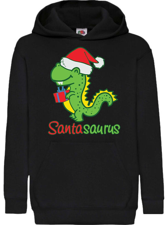 Детски суичър с качулка Tralala Santasaurus сив
