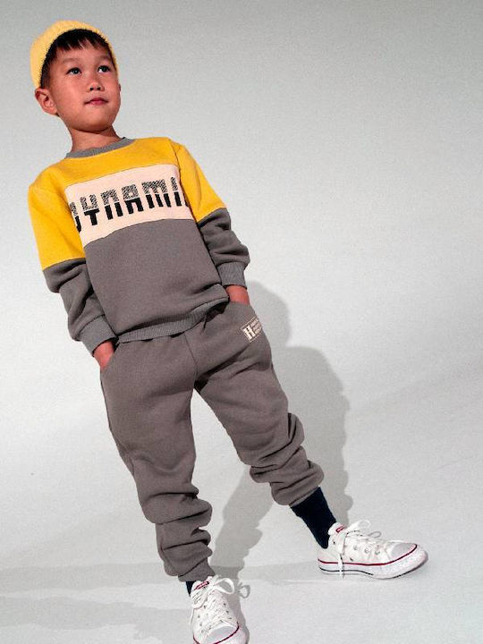 Kids Sweatpants Set Yellow-Grey 2pcs