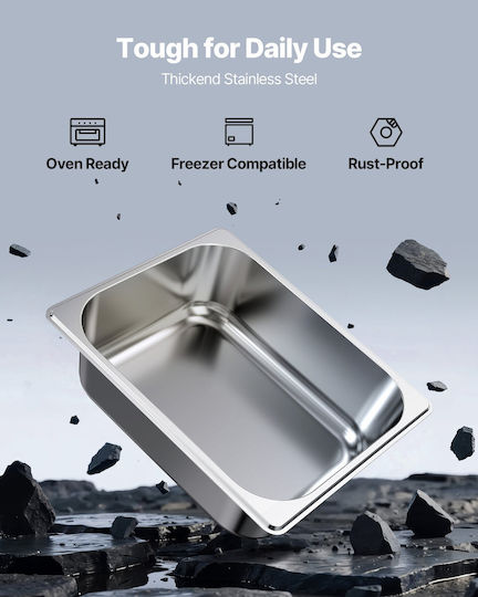 Vevor 1/2 Size Gastronorm Pans Steam Table Pans 4 Inch Deep Stainless Steel 6 Pack