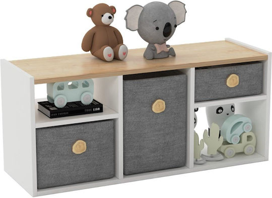 Kids Wooden Bookcase White 103.6x35x46cm