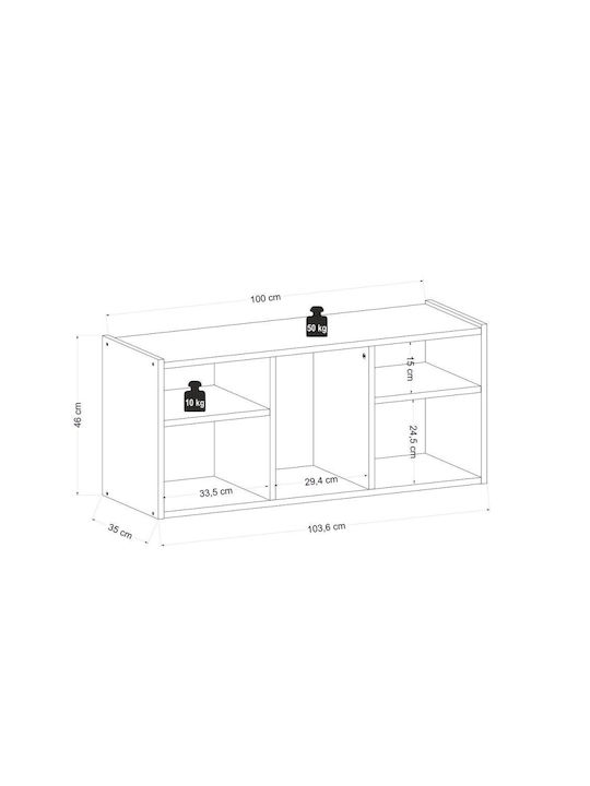 Bibliotecă pardoseală Lemn Alb 103.6x35x46cm