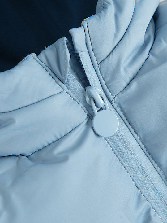 Kids Casual Short Hooded Blue Coat
