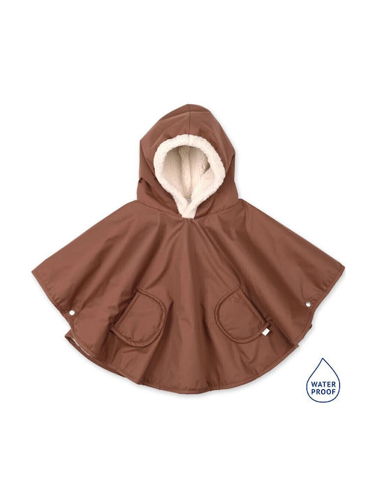 Waterproof Kids' Coat Short Windproof with Lining & Hood Brown