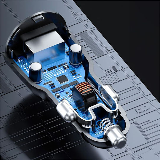 Mobile Origin Car Charger 60W 6A with Ports: 1xUSB 1xType-C Black Color