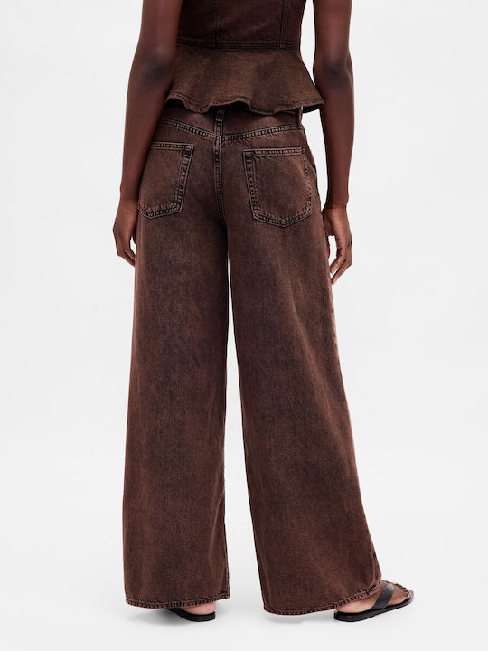 Damenjeans Mittelhohe Taille in Schlanker Passform Dark Brown