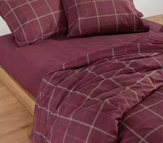 Nef-Nef Homeware Naiberg Комплект Чаршафи Кралски 240x260см Бордо 4 Броя