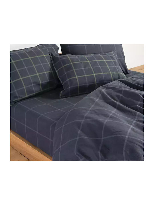Nef-Nef Homeware Naiberg Σετ Σεντόνια Μονά Φανελένια 160x260εκ. Denim (3τμχ)