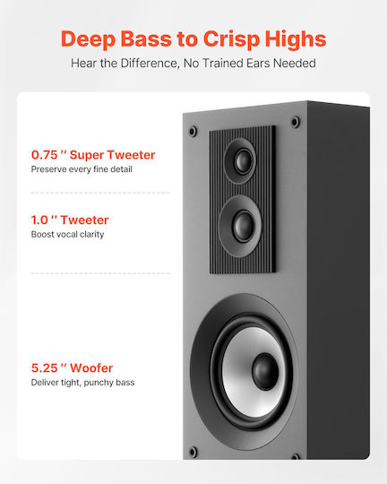 Vevor WYLDSYSQ2GZ5ZR9RE001V0 Paar Hi-Fi Lautsprecher Boden 145W 3 Anzahl von Fahrern Schwarz