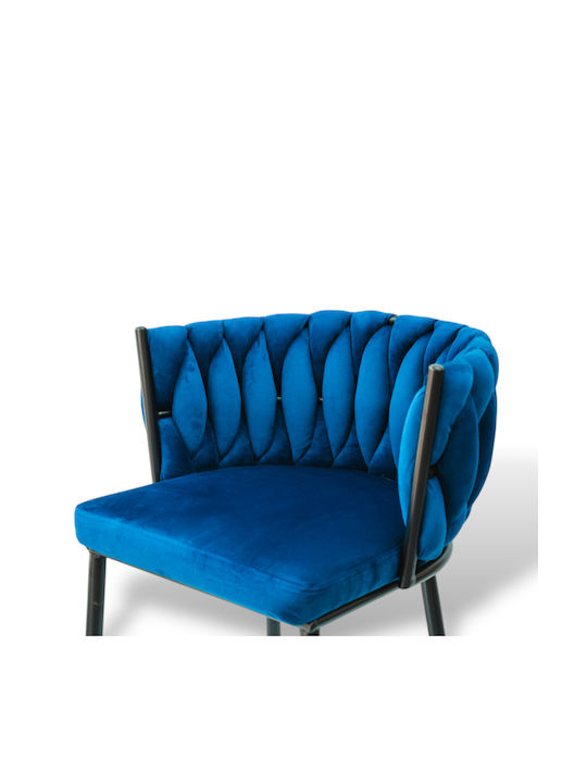 Σκαμπό Μπαρ Επενδυμένο με Βελούδο Moritz Vlt04blue Μπλέ 55x58x79εκ.