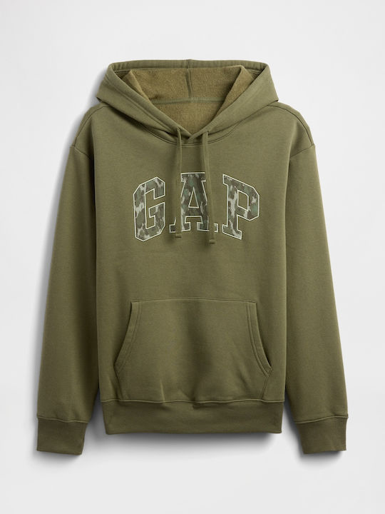 Μακρύ Γυναικείο Φούτερ με Κουκούλα Χακί, Army Green