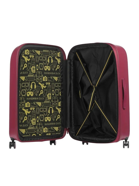 Mandarina Duck Logoduck Large Hard Suitcase Burgundy with 4 Wheels Height 75cm