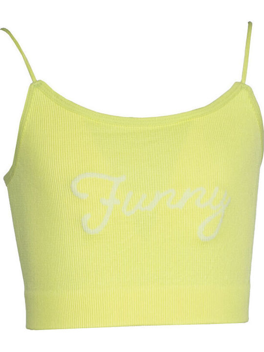 Παιδικό Crop Top Αμάνικο Κίτρινο neon Funny