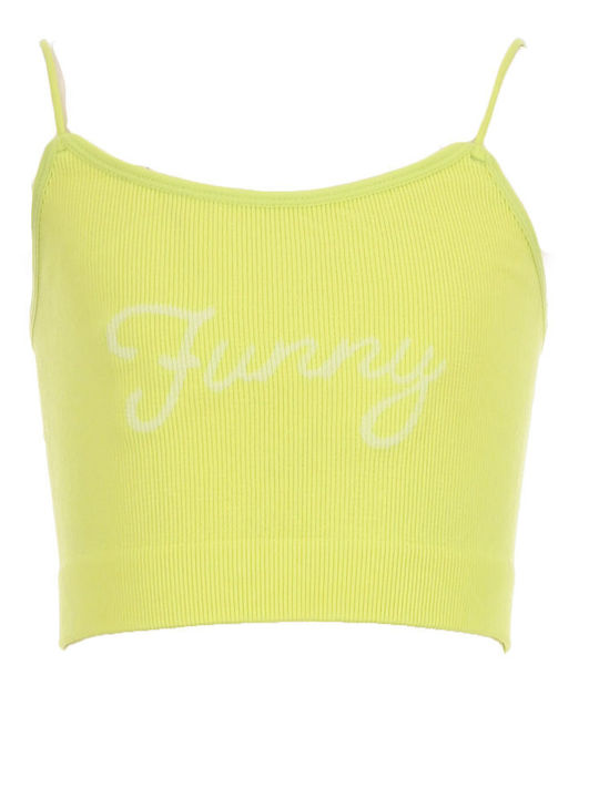 Παιδικό Crop Top Αμάνικο Κίτρινο neon Funny