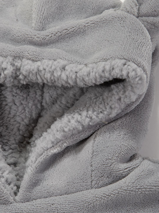 Nef-Nef Homeware Βρεφικό Πόντσο-Μπουρνούζι με Κουκούλα Sleeping Lion Grey