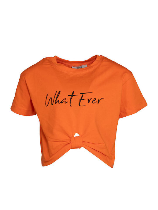 Παιδικό Crop Top Κοντομάνικο Πορτοκαλί Whatever