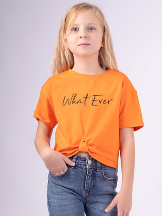 Παιδικό Crop Top Κοντομάνικο Πορτοκαλί Whatever