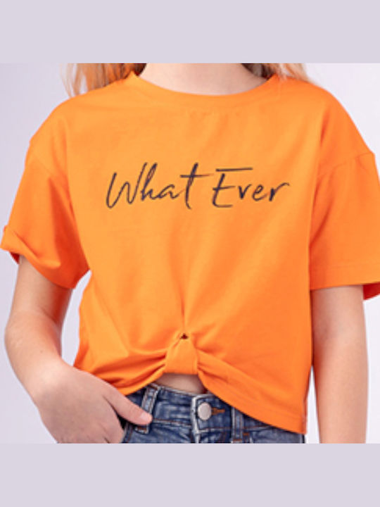 Παιδικό Crop Top Κοντομάνικο Πορτοκαλί Whatever