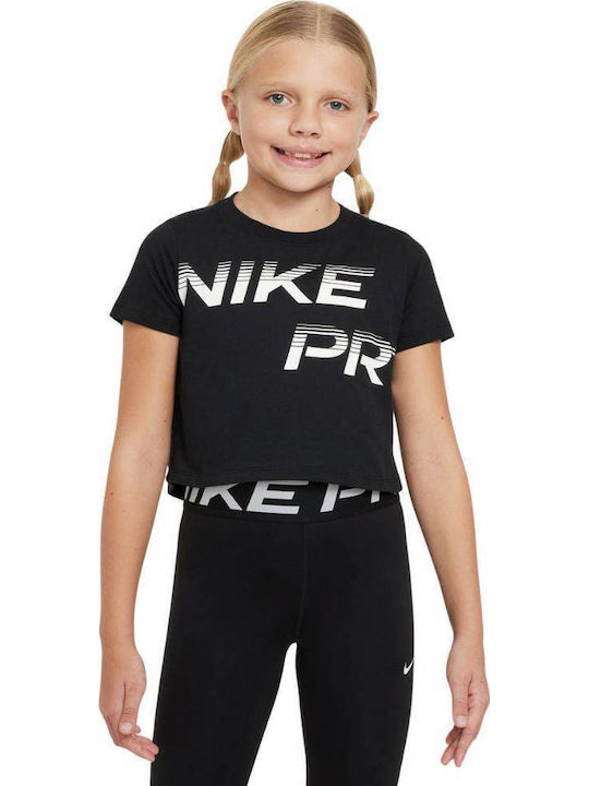 Kids' Crop Top Dri-Fit Short Sleeve Black Pro Dri-fit