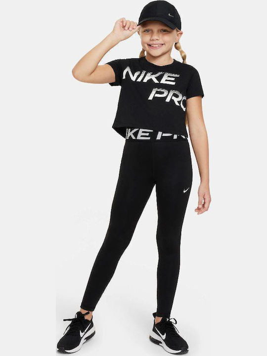 Kids' Crop Top Dri-Fit Short Sleeve Black Pro Dri-fit