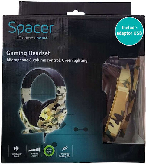 Spacer SPK-507 Over Ear Gaming Headset cu conexiune 3,5mm / USB Aur