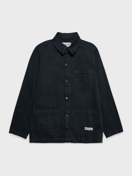 Дълъг Ръкав Памучен Overshirt в Стандартна Кройка Сини Нощи