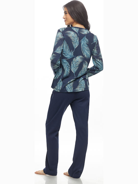 Galaxy Χειμερινό Γυναικείο Σετ Πιτζάμας Βαμβακερό Εμπριμέ Galaxy Χειμερινό Γυναικείο Σετ Πιτζάμας Βαμβακερό Εμπριμέ