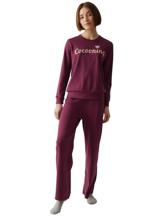 Minerva Winter Women's Pyjama Set Maroon Cocooning