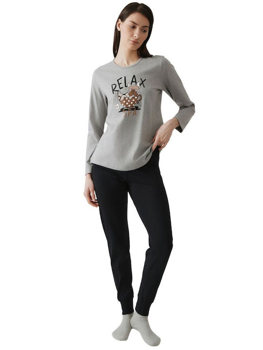 Minerva Winter Women's Pyjama Set Grey Melange