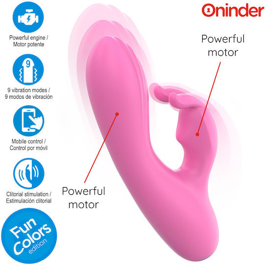 Oninder Cute Vibrator Rabbit with Remote Control 3cm Pink
