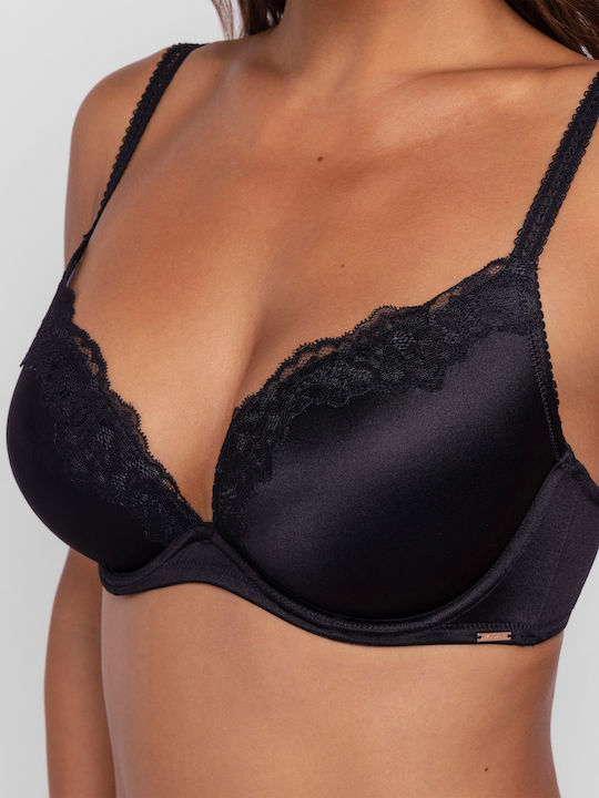 Plunge Push Up Plunge Bra Black
