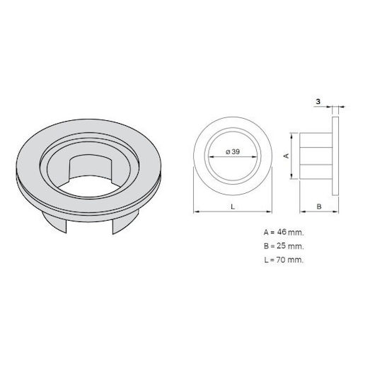 Meroni P1071 Rosette Breite Kunststoff Schwarz 70mm