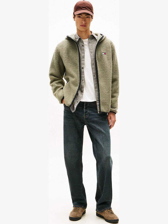 Men's Cardigan with Hood Light Green