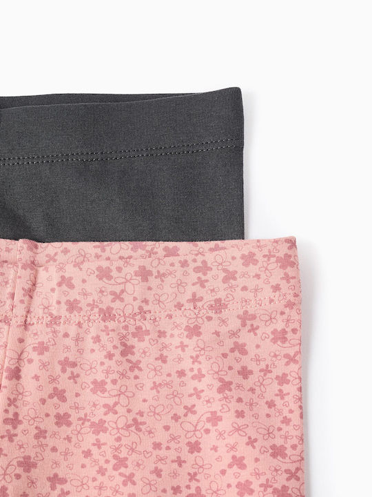 Kids Leggings Set Long Pink-anthracite