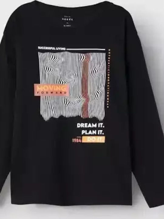 Kids Long-Sleeved Black Blouse Moving Forward
