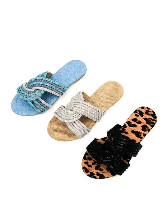 Flache Sandalen für Damen in Blau Farbe
