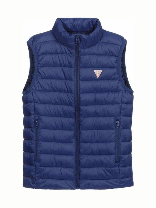 Kids' Quilted Jacket Sleeveless Short Blue