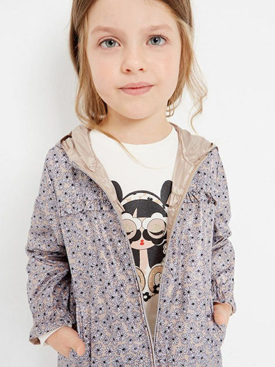 Kids' Casual Jacket Short Windproof Double Sided with Hood Beige