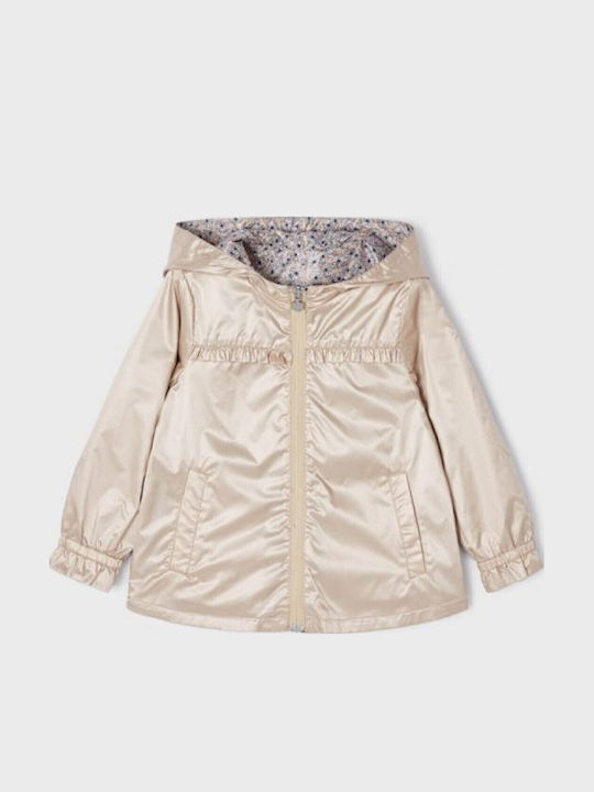 Kids' Casual Jacket Short Windproof Double Sided with Hood Beige