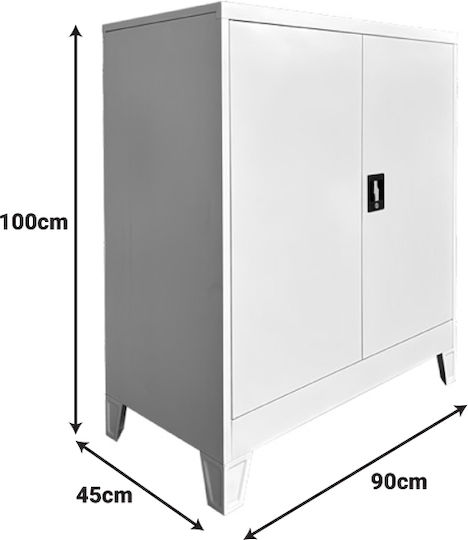 Zweiflügeliger Schrank Armon Metallisch 90x45x100cm