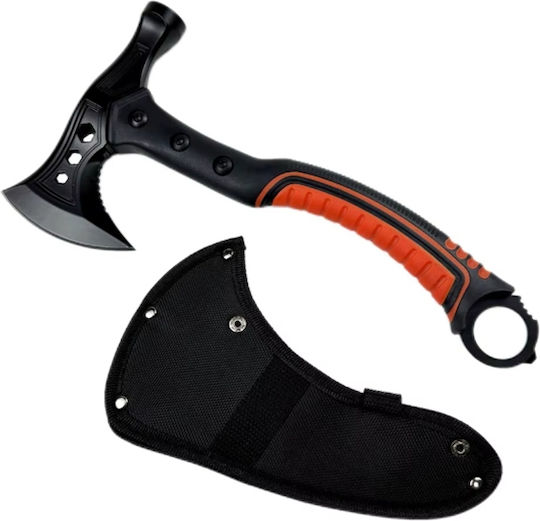 Topor Multifuncțional de Camping Ciocan Cuțit de Aruncat Oțel Inoxidabil Mâner din Cauciuc 33,5 Cm