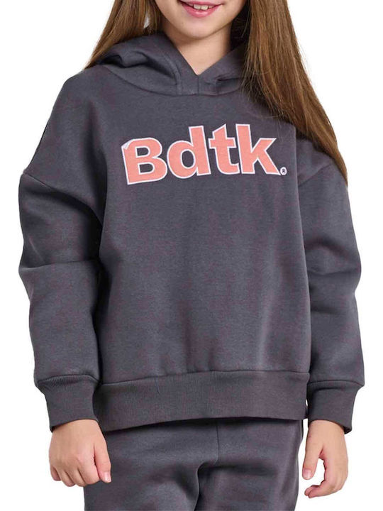 Fleece Παιδικό Φούτερ με Κουκούλα και Τσέπες Γκρι