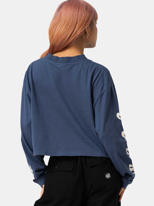 Summer Women's Cotton Blouse Long Sleeve Blue