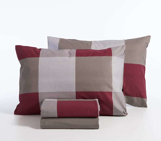 Nef-Nef Homeware Casual Σετ Σεντόνια King Size με Λάστιχο 180x200+35εκ. Bordo (4τμχ)