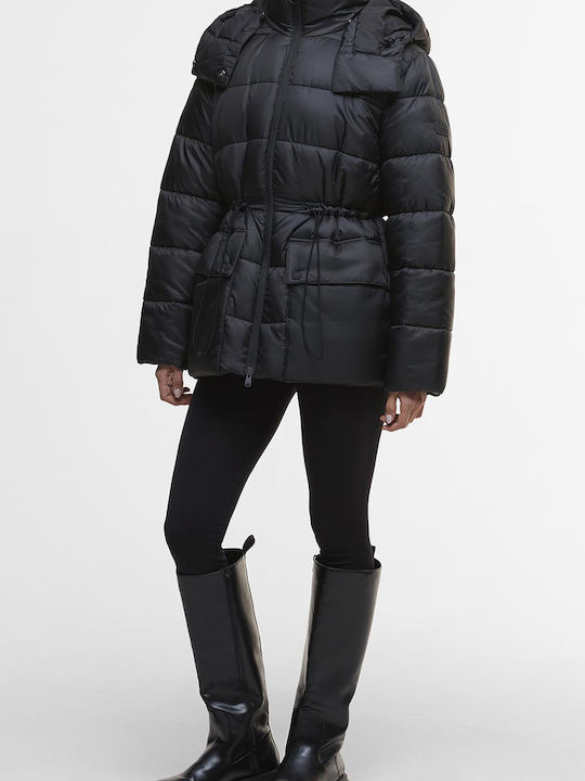 Women's Puffer Jacket for Winter with Hood Black