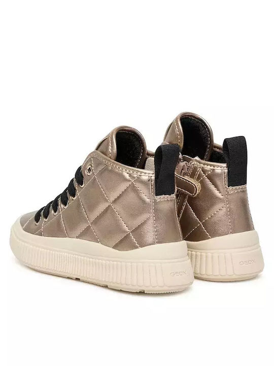 Laquinny Leather Kids Ankle Boots with Zipper Gold