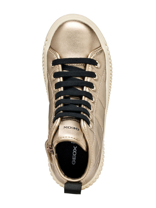Laquinny Leather Kids Ankle Boots with Zipper Gold
