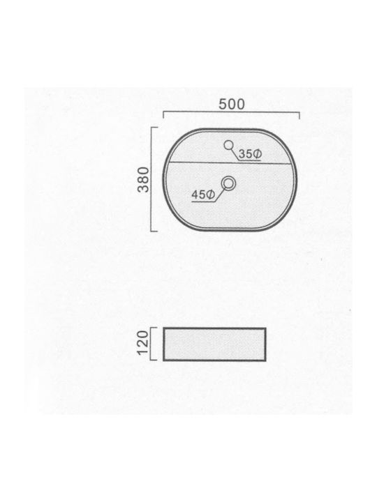 Ceramita F006 Countertop Sink Porcelain 65x43x14cm White
