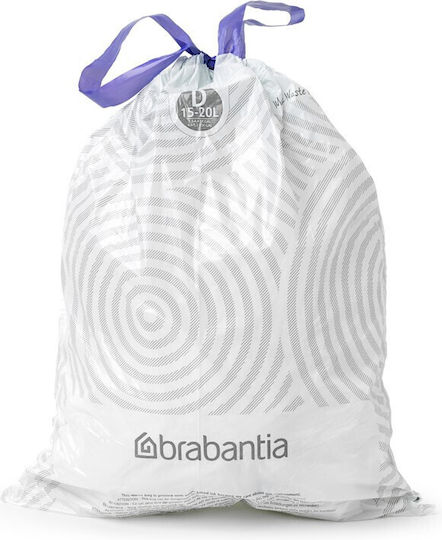 Brabantia Σακούλες Απορριμάτων Χωρητικότητας 20lt με Κορδόνι Type D 20τμχ Λευκές