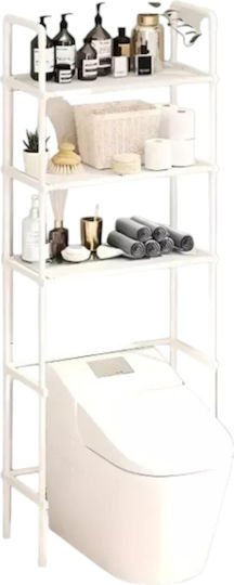 Floor Bathroom Shelf Metallic 47x23x151cm White