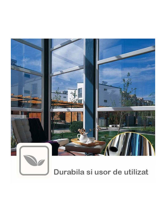 Siks Folie Reflectorizantă Pentru Interior Ferestre Efect Oglindă Protecție Solară Uv 45x300cm Gri Negru